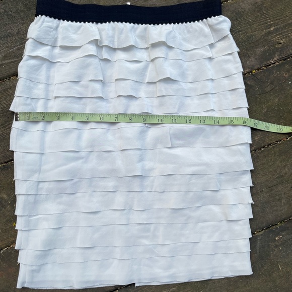 BCBGMaxAzria Moonlight Chiffon Tiered Mini w Black Elastic Waist Trim NWT - Picture 9 of 12